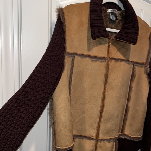 Shearing/faux fur lined/sweater/full zip sweater jacket-a BEAUTIFUL piece XL - Picture 6 of 7